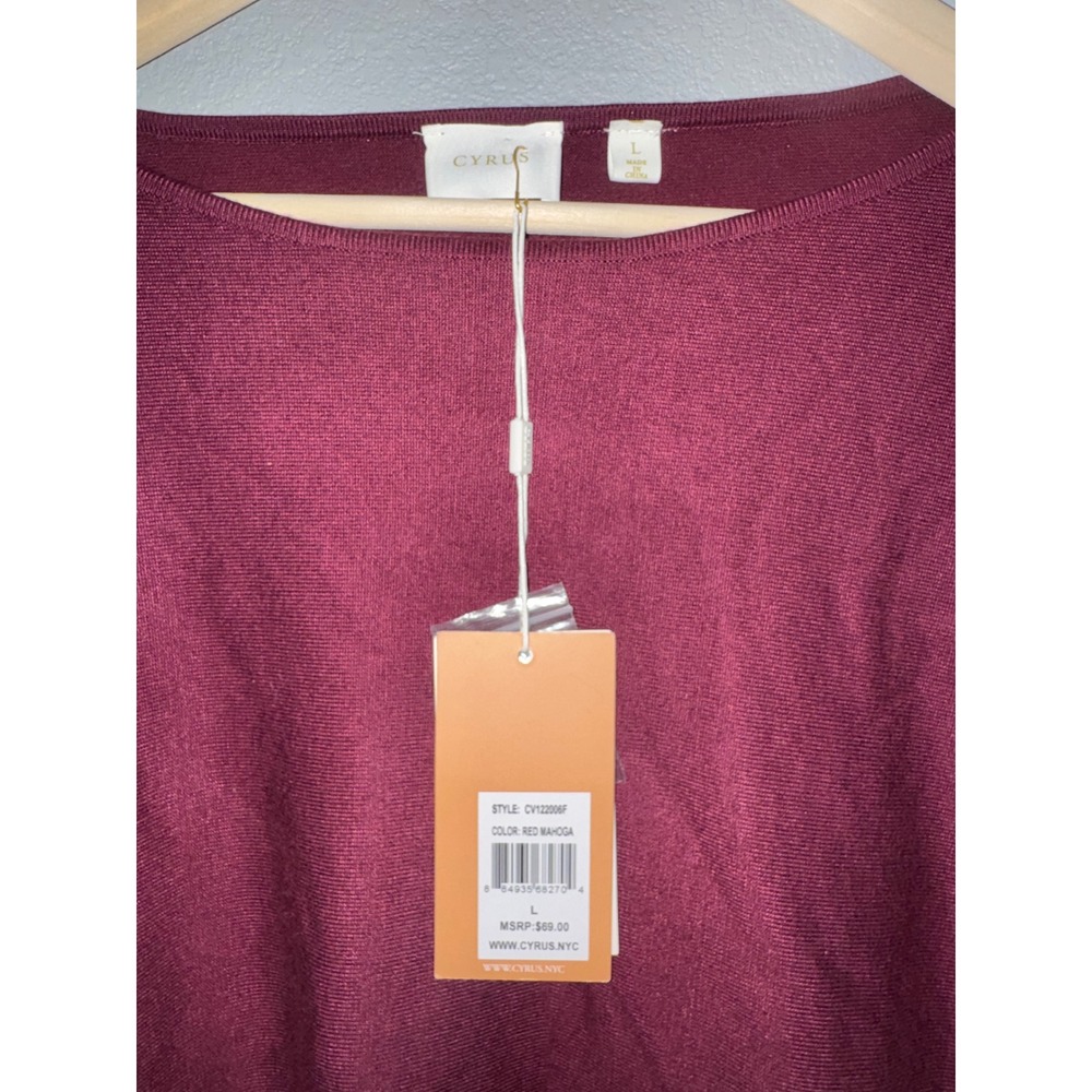 Cyrus New York Womens Dolman Sleeve Boat Neck Sweater Red Mahogany L - Picture 3 of 6